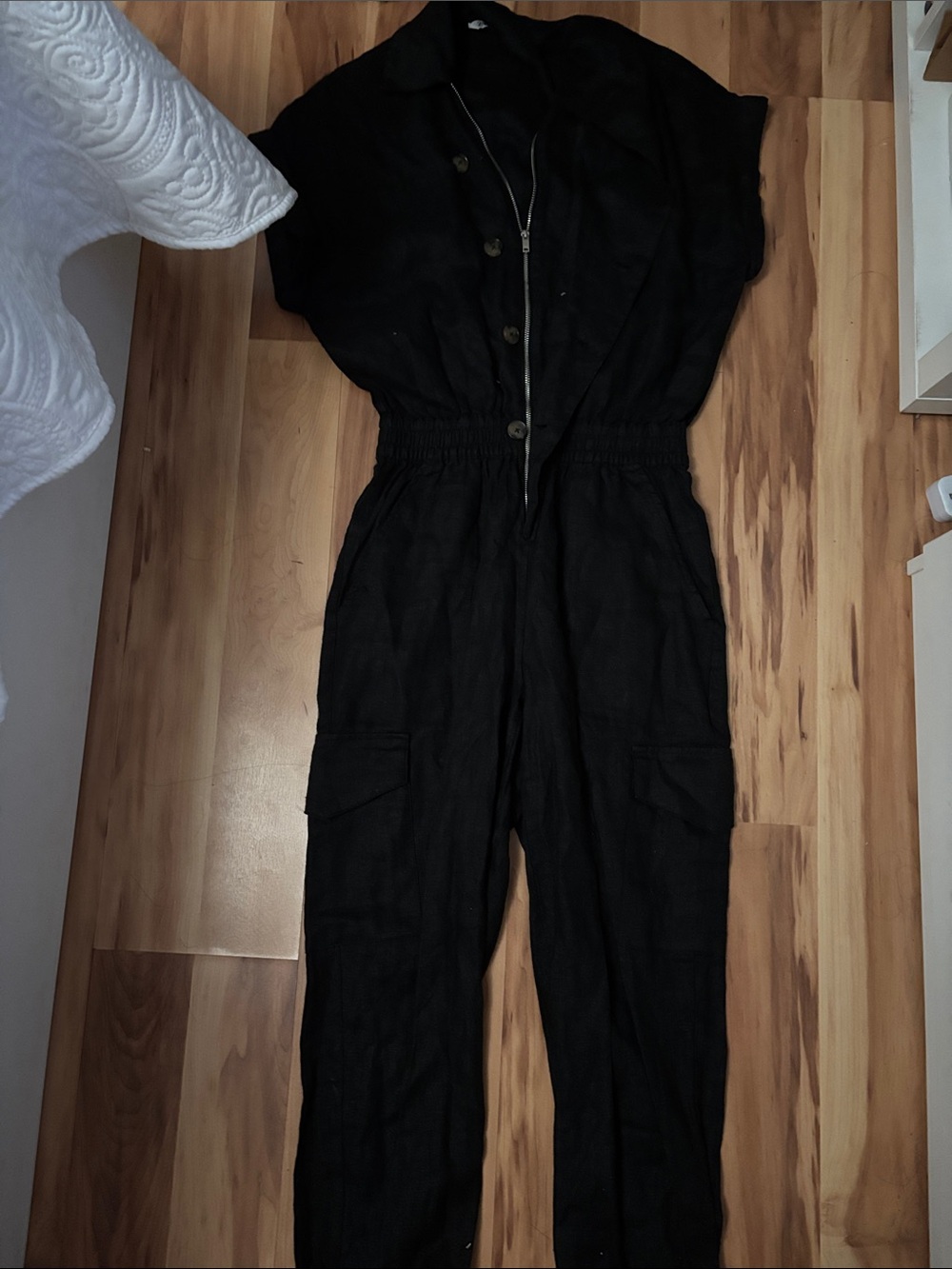 Zara Black Utility Jumpsuit with Cargo Pockets